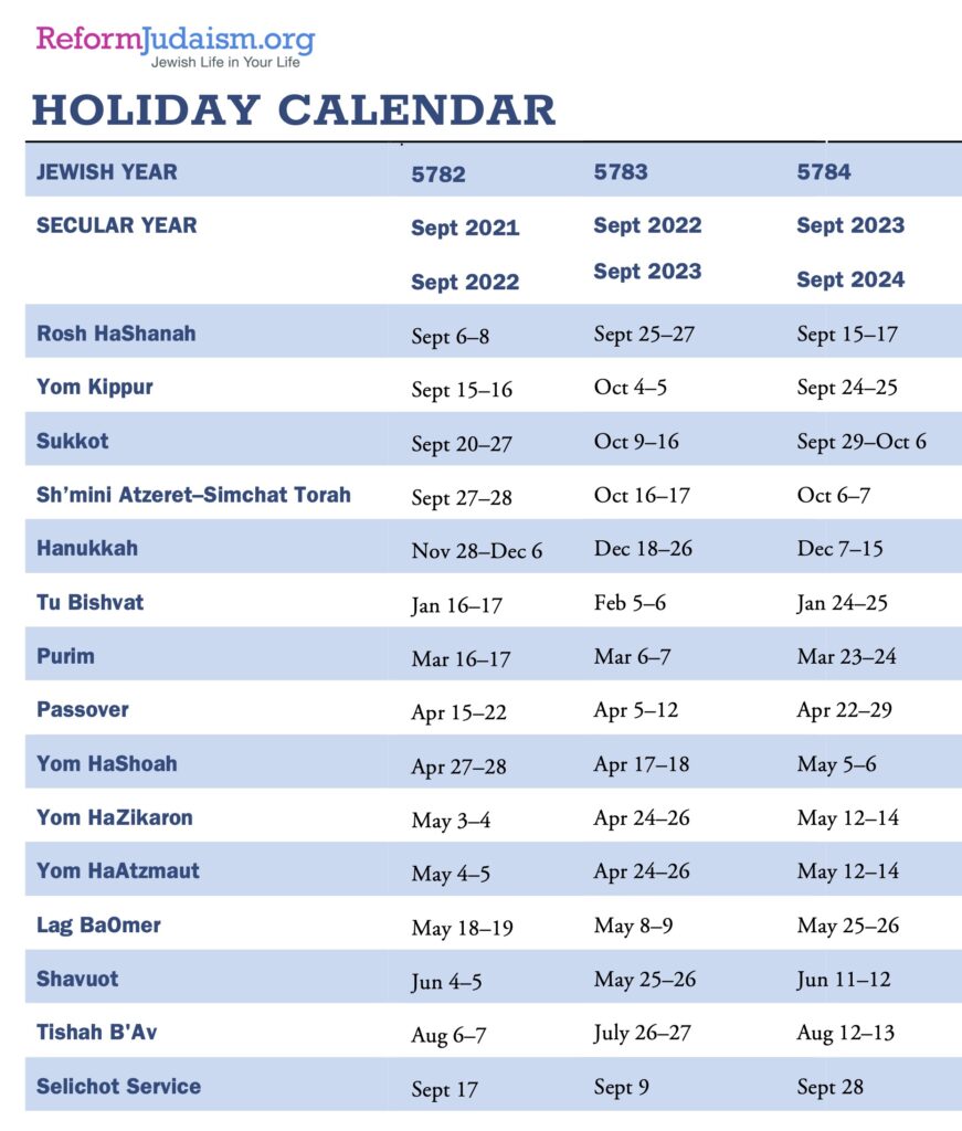 Jewish Calendar - Garden City Jewish Center